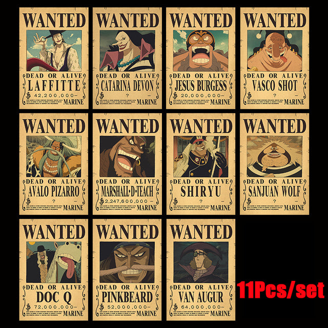 10Pcs/set One Piece Anime Vintage Posters